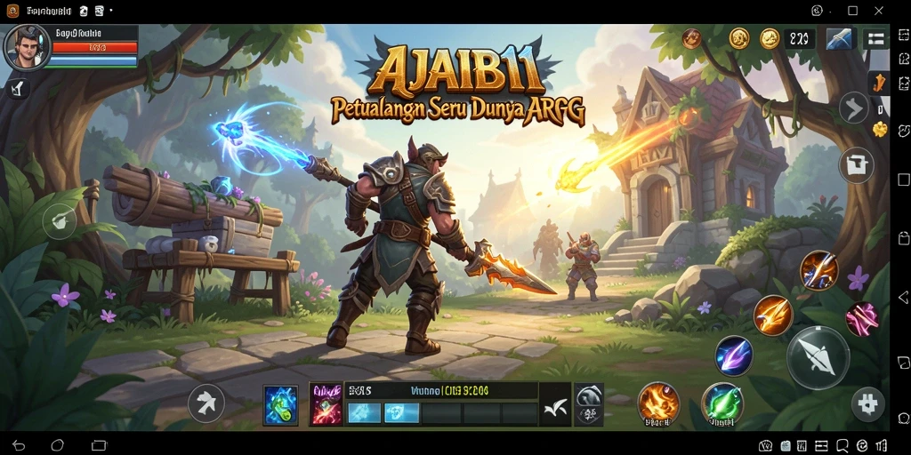 Screenshot AJAIB11 menampilkan aksi bertempur yang seru dalam dunia fantasi.
