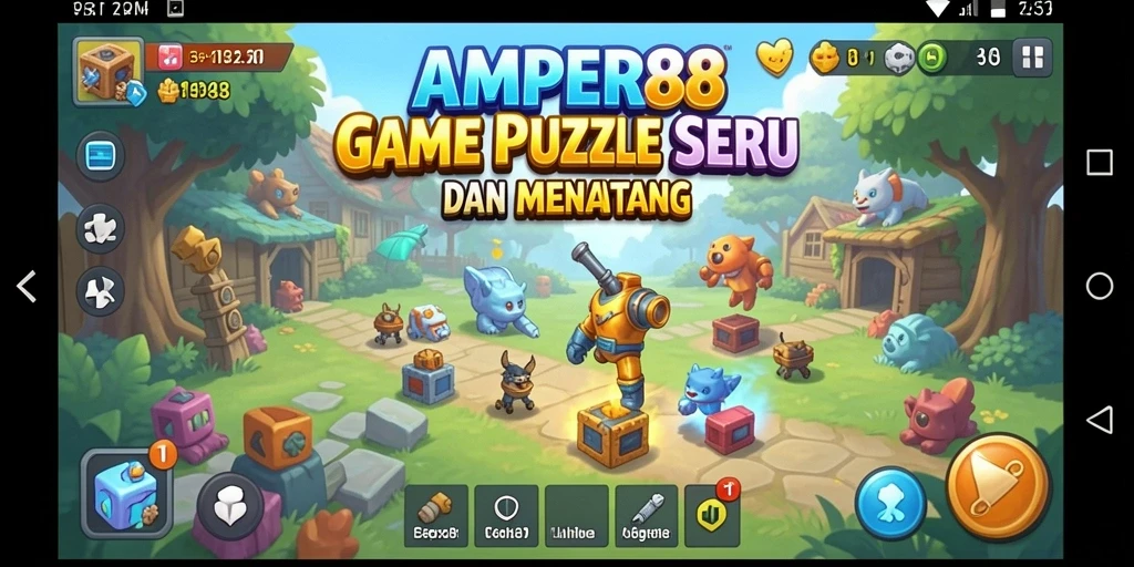 Tampilan gameplay AMPER88 yang penuh warna dan menantang.