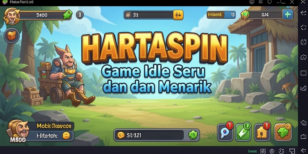 Screenshot gameplay HARTASPIN yang menampilkan kemajuan Idle yang memuaskan.