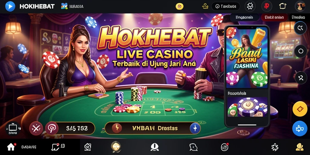 Gameplay HOKIHEBAT yang mengesankan dengan dealer langsung dan berbagai permainan kasino.
