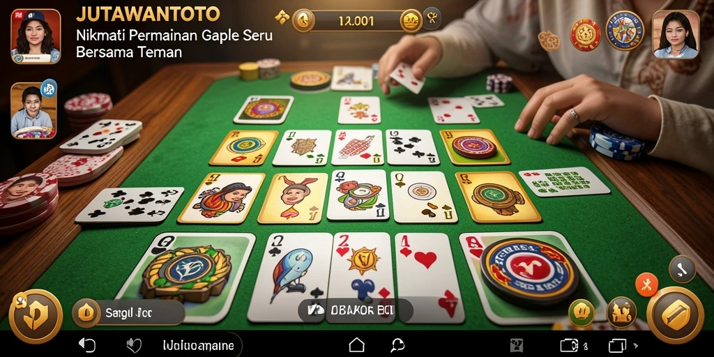 Screenshot JUTAWANTOTO menampilkan pengalaman bermain Gaple yang seru.