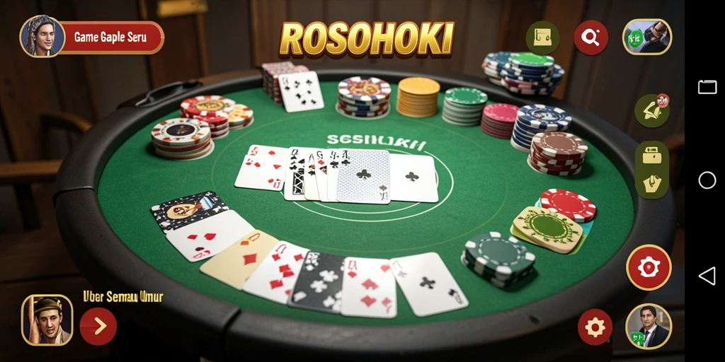 Screenshot utama ROSOHOKI menampilkan gameplay Gaple yang seru.