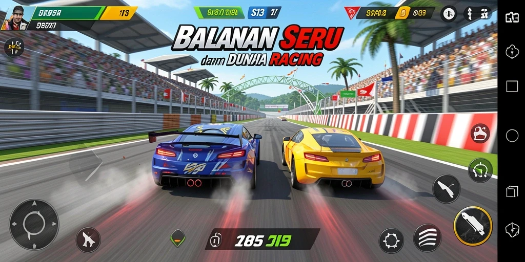 Tampilan gameplay balapan yang mendebarkan di S13.
