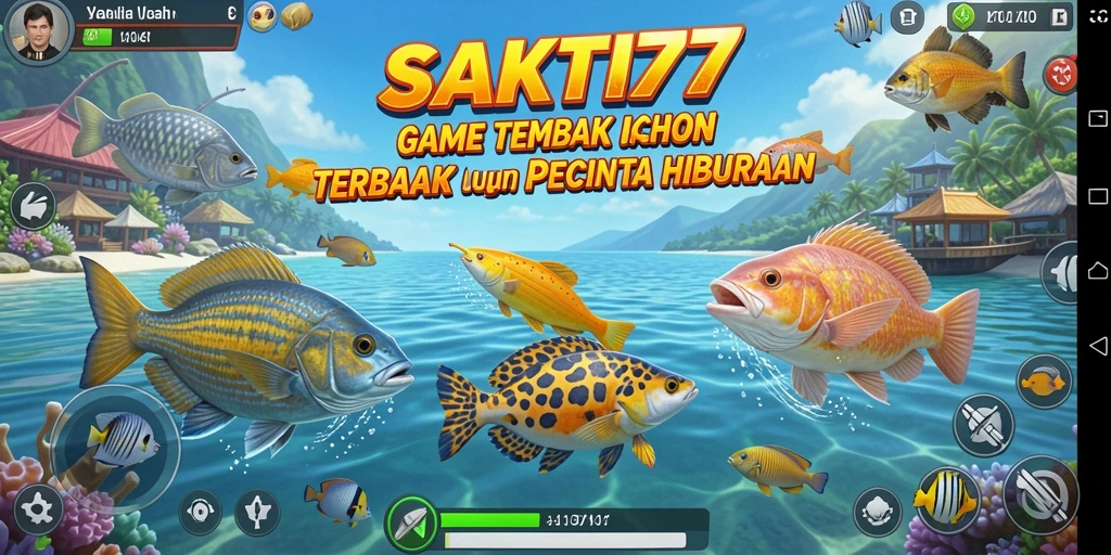 Screenshot gameplay <strong>SAKTI77</strong> yang menampilkan aksi seru saat menembak ikan.