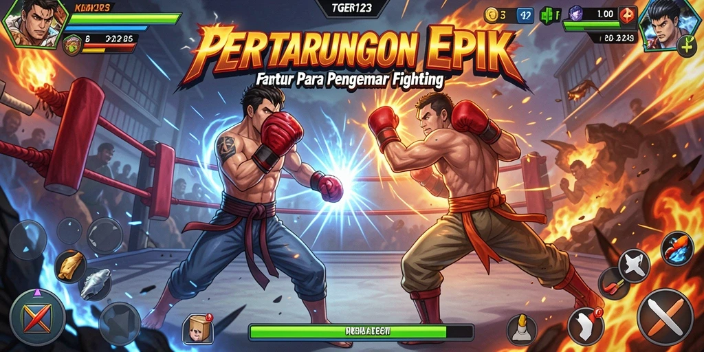 Tampilan gameplay TGER123 dengan aksi pertarungan seru.