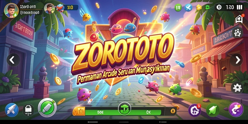 Tangkapan layar utama ZOROTOTO menampilkan aksi seru gameplay Arcade.